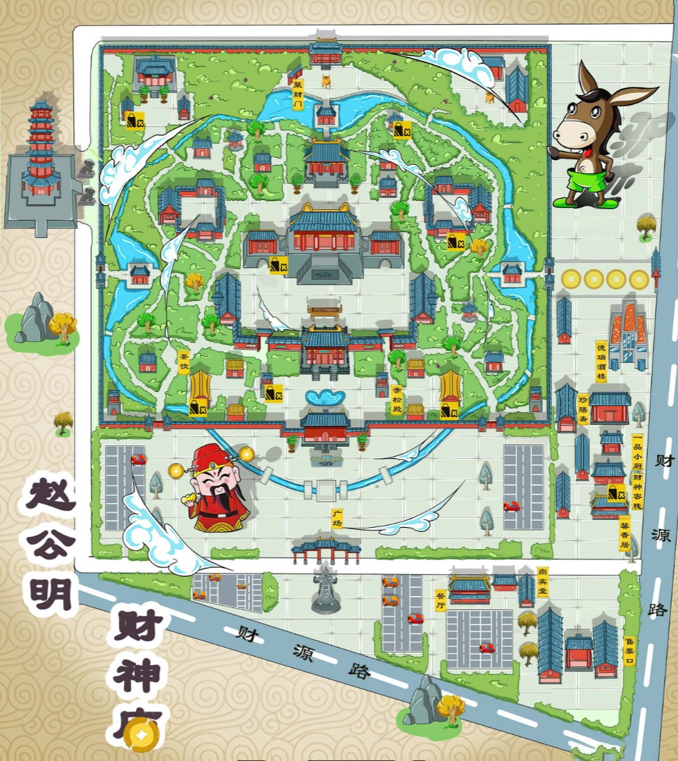 资中寺庙类手绘地图
